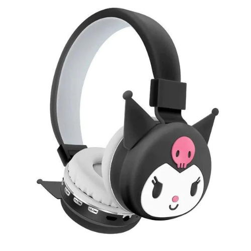 Kuromi  Headphone Wireless Headsets Cartoon with Mic Foldable Lightweight Earphone for Phones Laptop