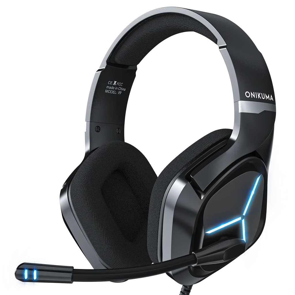 ONIKUMA Gaming Headset with Mic and Noise Canceling Gaming Headphone Wired Blue Light for PS4 | X9