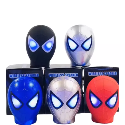 RETRACK 5W Display Light Spider-Man Helmet Bluetooth Speaker Avengers Marvel Bass USB Interface Plug-in 32G TF Card Button F4042 5 W Bluetooth Speaker  (Red, Stereo Channel)